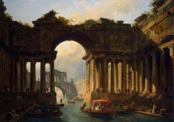 Hubert Robert : Architectural Landscape with a Canal